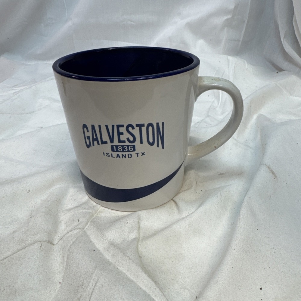 GALVESTON ISLAND TEXAS Souvenir XL 16oz Coffee Mug Cup Pottery Stoneware EUC